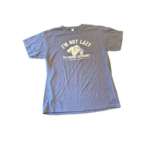 M&O Gold Indianapolis Zoo "Im Not Lazy Im Energy Efficient" T-Shirt M 50% Cotton - Picture 1 of 4